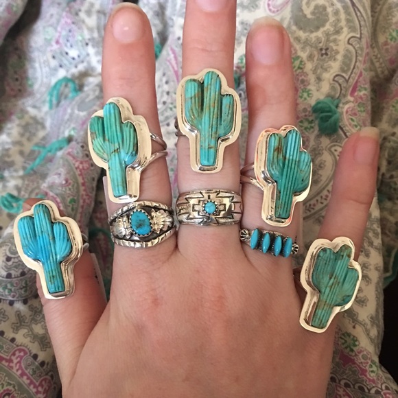 Turquoise Cactus Rings - Picture 2 of 2